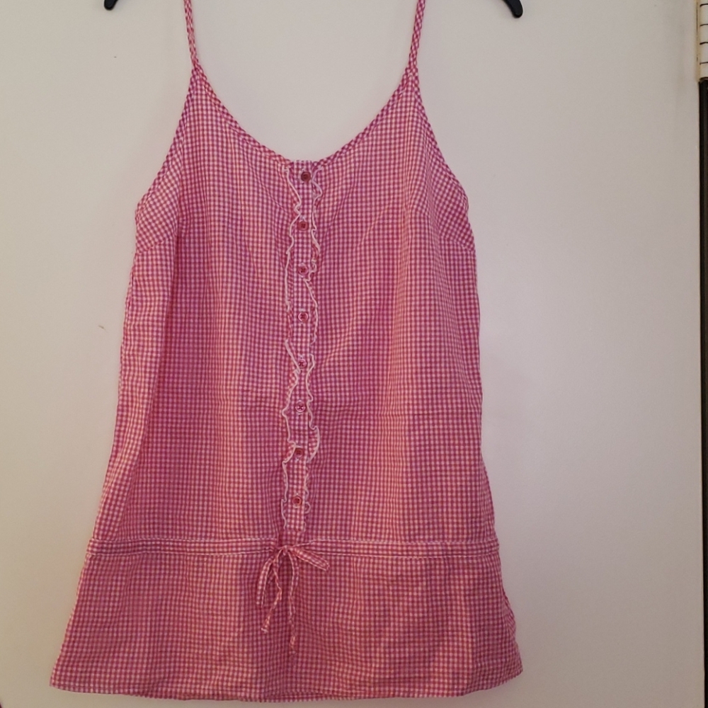 Women gingham top pink